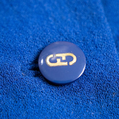 Archival Salvatore Ferragamo Scalloped Wool Dress – Iconic Logo Buttons – Circa 1980 Italy XS S