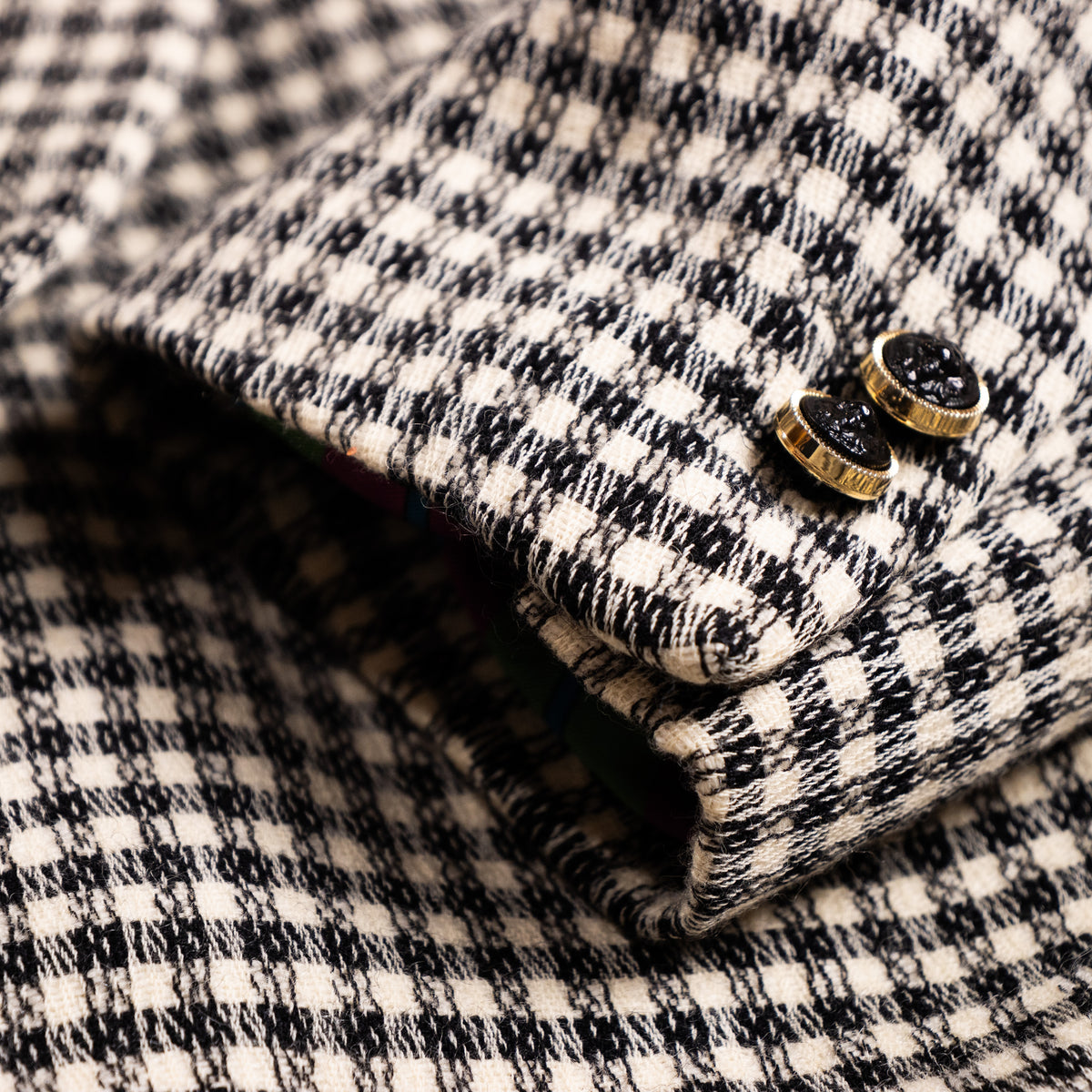 Archival Versus Gianni Versace Houndstooth Blazer – Psychedelic Lining & Lion Buttons – FW 1993 Italy M XL