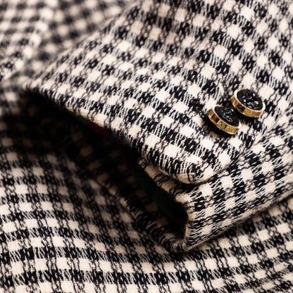 Archival Versus Gianni Versace Houndstooth Blazer – Psychedelic Lining & Lion Buttons – FW 1993 Italy M XL