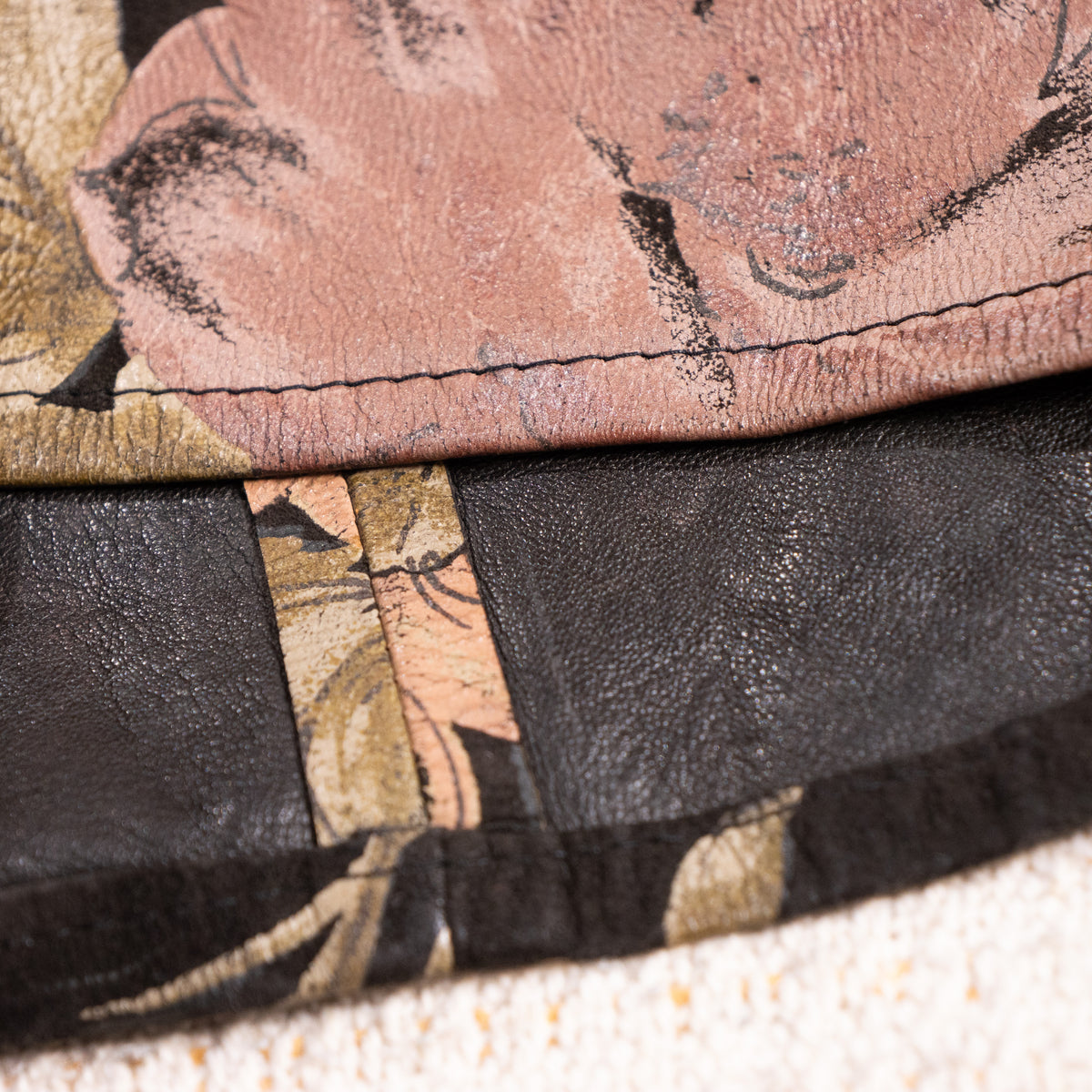 Archival Roberto Cavalli Printed Leather Tapestry Midi Skirt – Autumn/Winter 1999 – Y2K Grails M