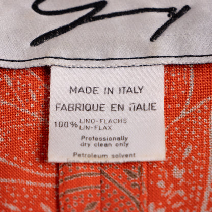 Archival Genny by Gianni Versace Printed Flax Linen Blazer – Statement Gold Button –  1980s Design M L