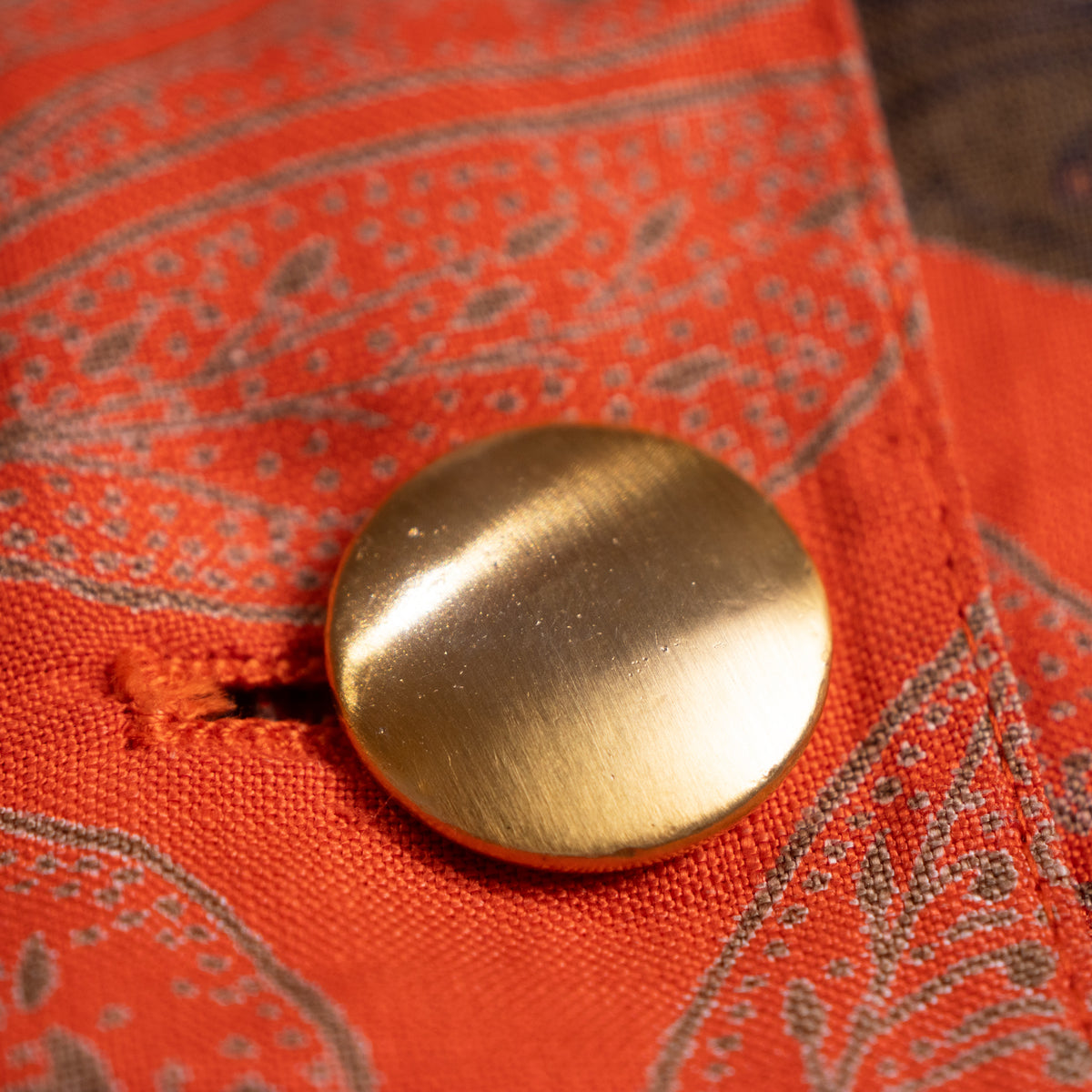 Archival Genny by Gianni Versace Printed Flax Linen Blazer – Statement Gold Button –  1980s Design M L