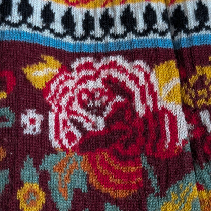 Archival Kenzo Paris 90s Sweater Floral Patchwork Ribbed Knit Boxy Crop Takada Era Made in Italy Luxury Designer Vintage S M L