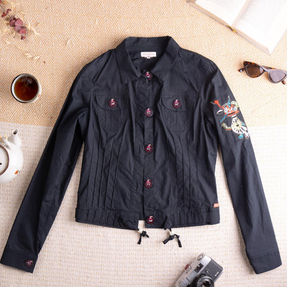 Pristine Deadstock Christian Lacroix Archival Embroidered Cotton Set Utility Jacket Cropped Pants Early 2000s S M