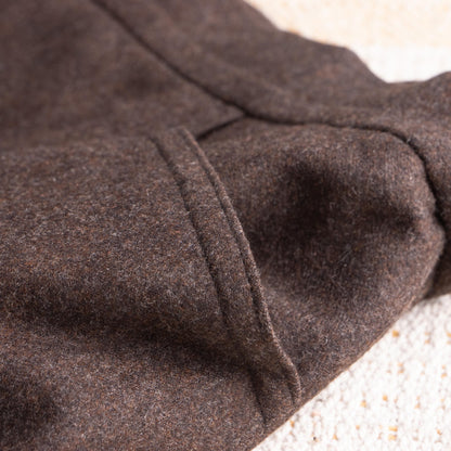 Archival HERMÈS Late 1980s Marron Foncé Virgin Wool Skirt - Rare Winged Utility Pockets S