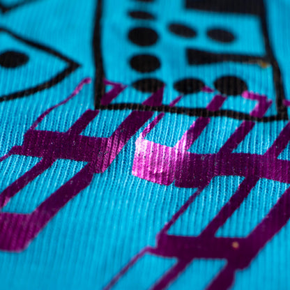 Archive Piece Miss Sixty Top Y2K Cold Shoulder Metallic Foil Print Disco Blue Long Sleeve Cyber Y2K Graphic Grunge Made in Italy S