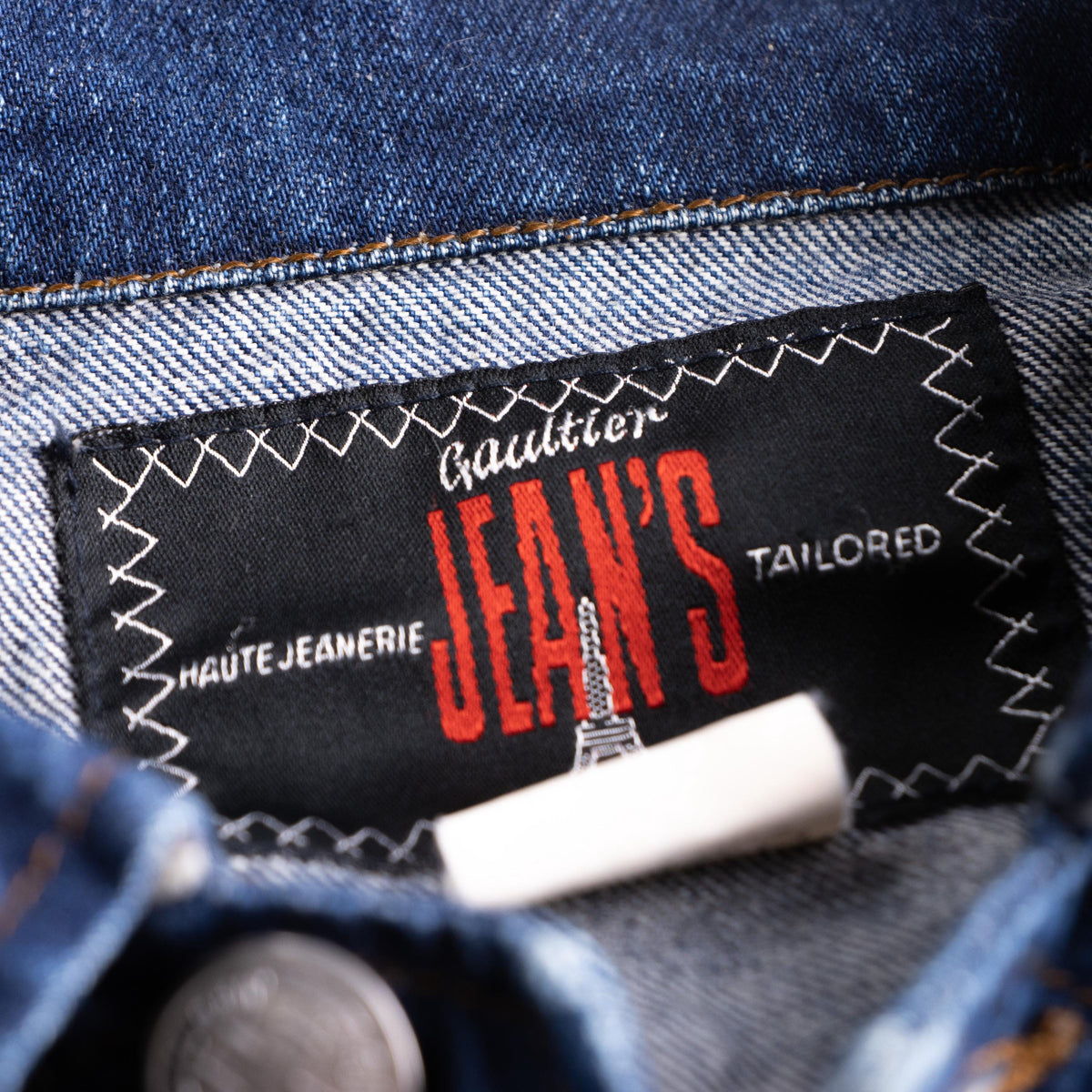 Archival Jean Paul Gaultier 1993 "Haute Jeanerie" Collection C 023 Matador Denim Jacket - Rare Eiffel Tower Label Cropped M