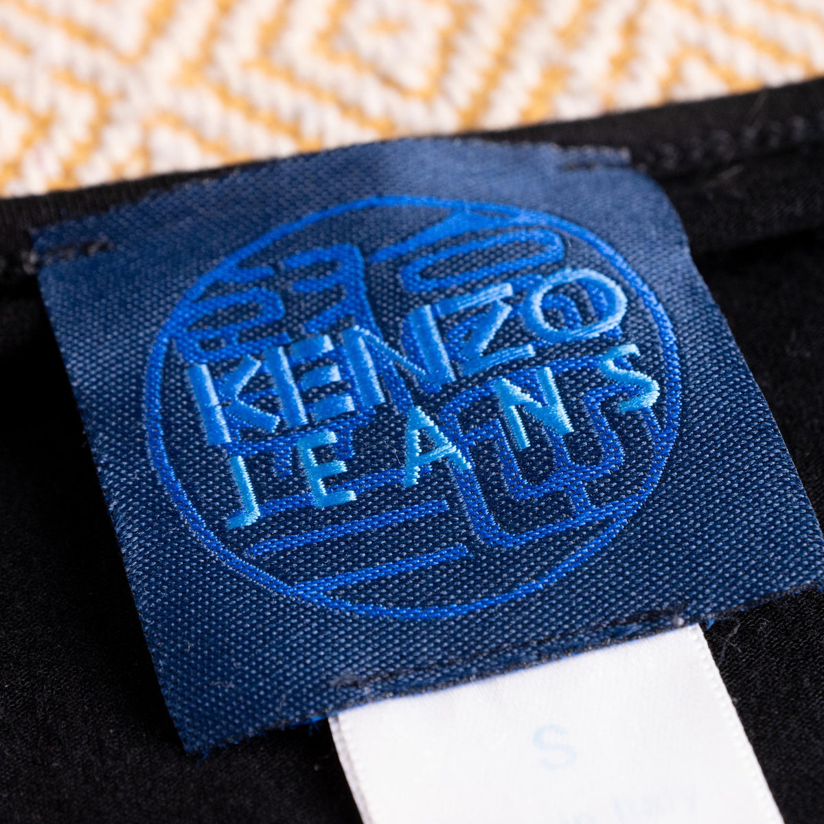 Archival KENZO JEANS 1990s Kimono Trompe l’Œil Floral Mesh Top - Rare Kanji Shibori Stripe Viscose Shirt Italy S