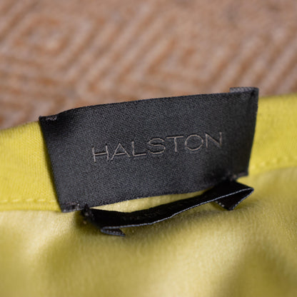 Archival HALSTON Mainline 2000s Acid Lime Asymmetric Off-Shoulder Silk Lined Dress - Bradley Bayou Italy IT 38 XS S