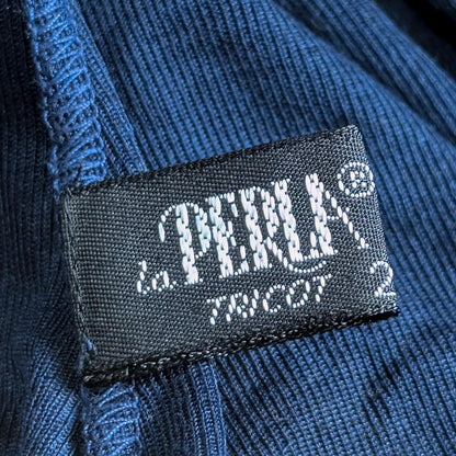Archival La Perla Tricot Navy Blue Bodysuit 90s Italian Lingerie Embroidered Tulle NOS Deadstock Size S IT 2 Museum Grade
