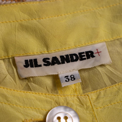 Jil Sander Plus Crinkle Silk Peplum Blouse Citrine Yellow Modern Archive Quiet Luxury Lucie Luke Meier Size M EU 38