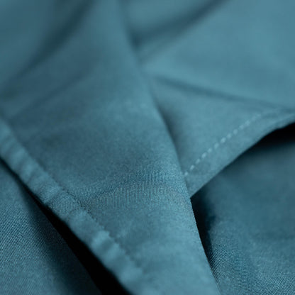 Archival Oscar de la Renta NOS Trench Dress 90s Deadstock Petrol Blue Gabardine Mini Dress Puff Sleeve Size S EU 36