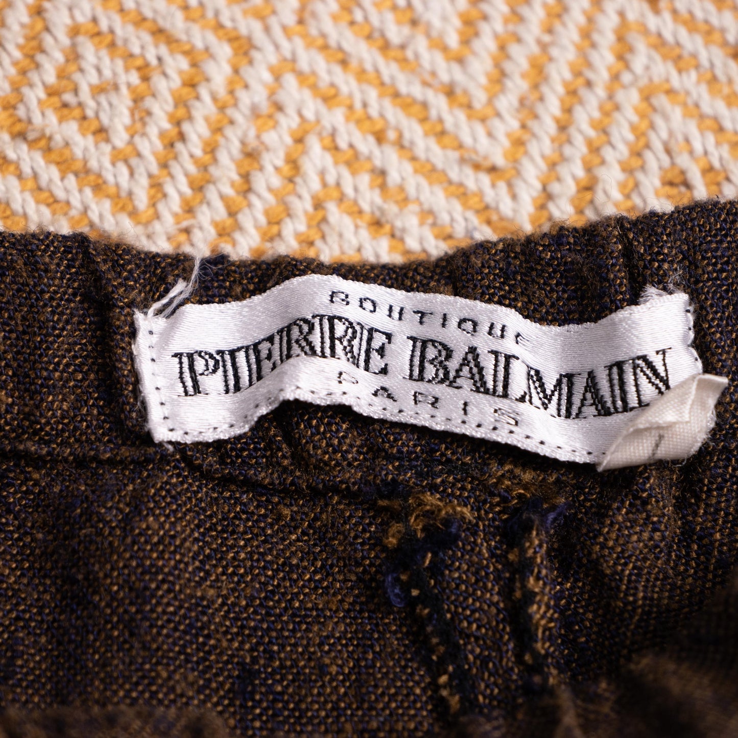 Archival Pierre Balmain Boutique Linen Trousers Melange High Waisted Vintage 90s M