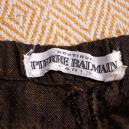 Archival Pierre Balmain Boutique Linen Trousers Melange High Waisted Vintage 90s M