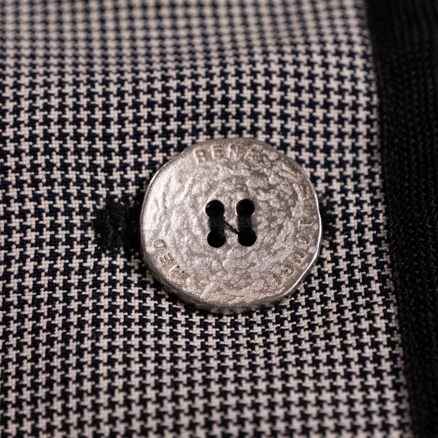 Archival Rena Lange RED Houndstooth Suit - Rare 90s Falber Italy Virgin Wool Blazer & Flared Trousers Set - Coin Buttons Piped - Size XS S