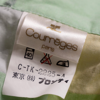 Archival Courrèges Paris Ruffled Gingham Pinafore Dress - Rare 80s Japan License Metallic Lurex Check Tabard Layering Midi Size XS S M L
