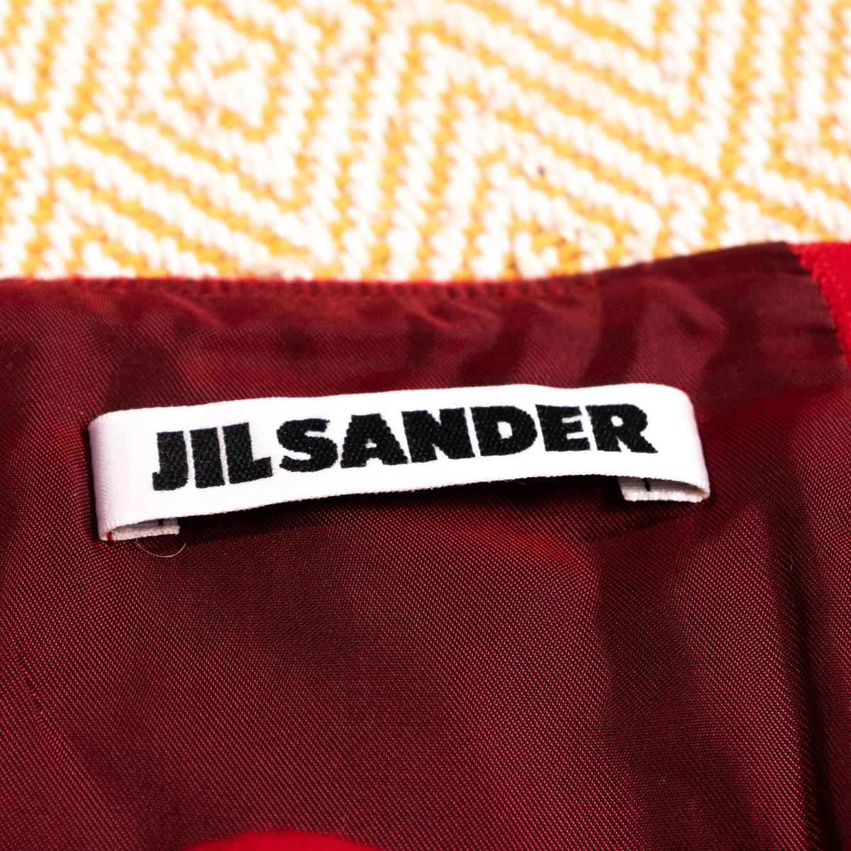 Archival JIL SANDER Mainline 90s Red Wool Cashmere Pencil Skirt Silver Button-Down Side Slit Curved Saddle Yoke Made in Germany S XS
