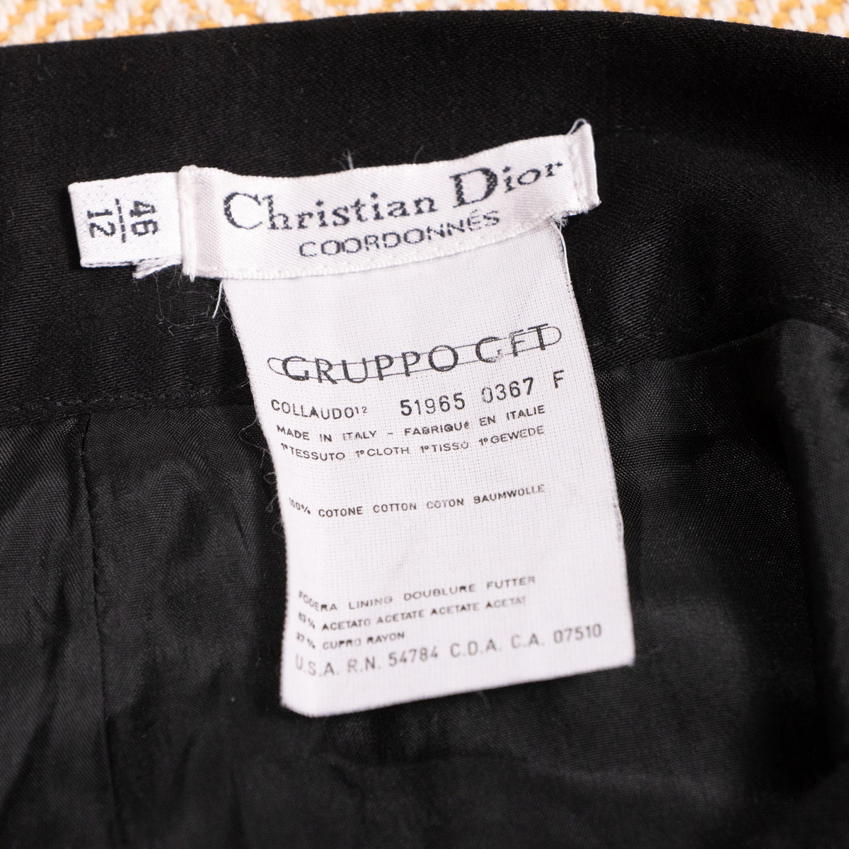 Archival Christian Dior Coordonnes Black Cotton Twill Pencil Skirt NOS Vintage 90s M