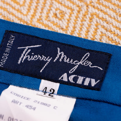 Archival Thierry Mugler Activ Cobalt Blue Cotton Skirt High Waisted Wasp Waist Pencil Skirt NOS 90s TIME Srl Italy XS S